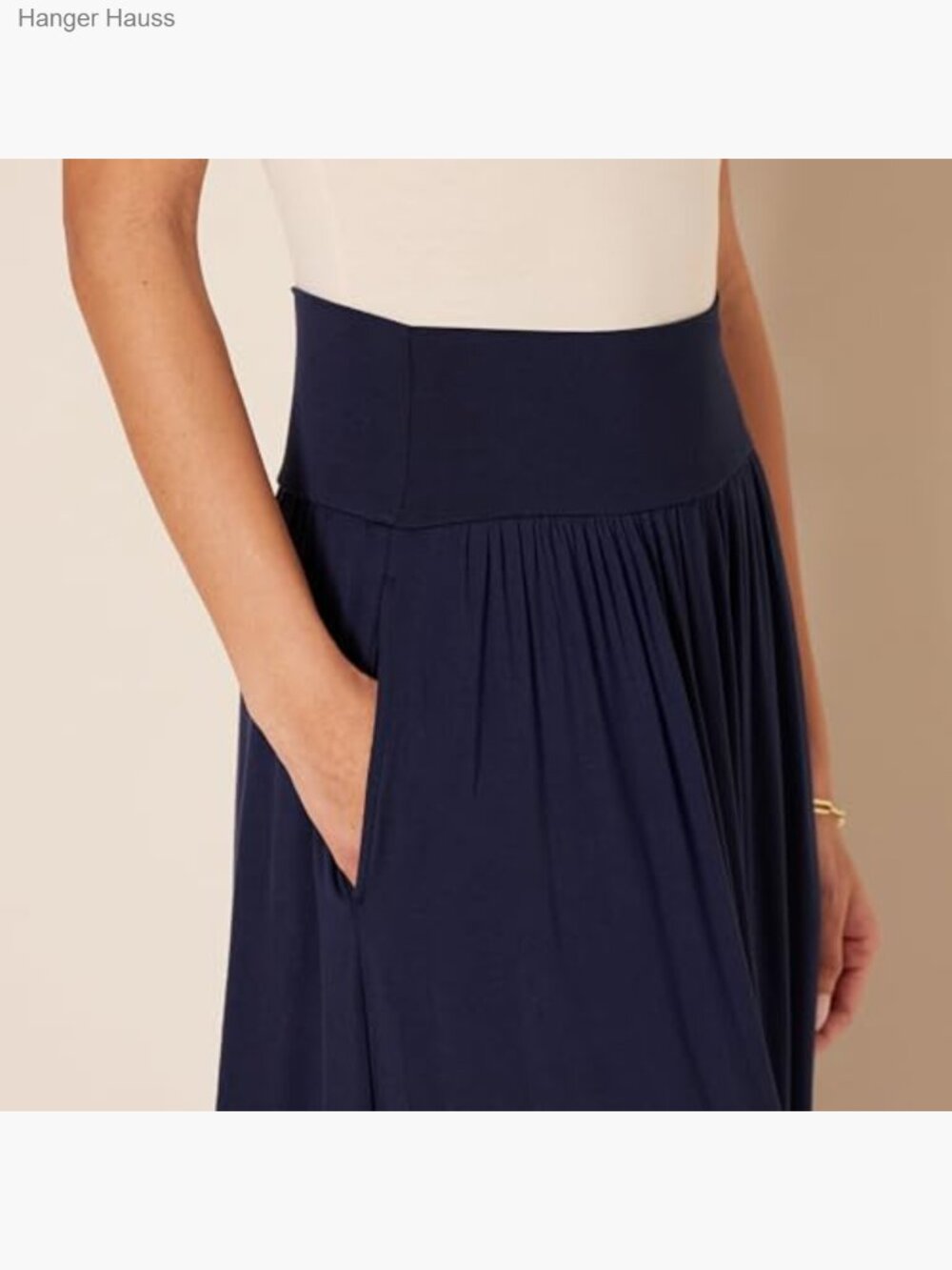 Women's Jersey Pull On Midi Skirt with Pockets - Picture 3 of 5